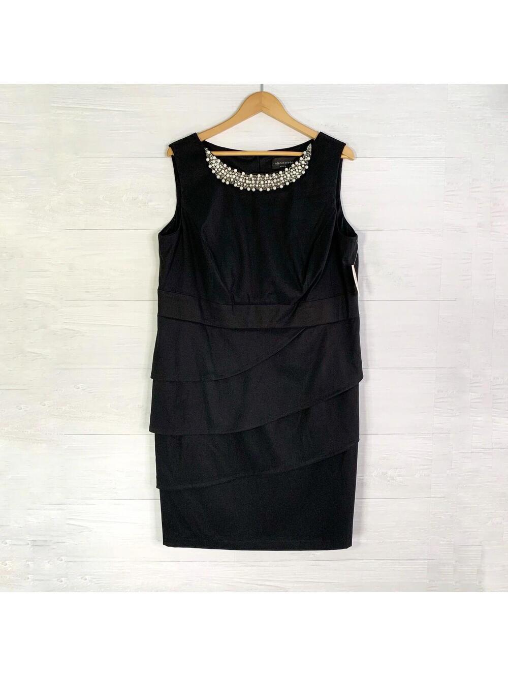 *NWT Flaw Connected Woman Black Beaded Layered Sheath Dress 18W Plus